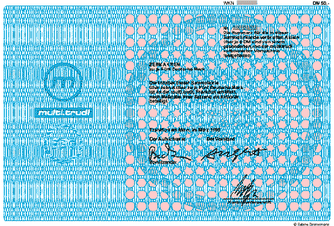 Die Multi.trudi Aktie; gestaltet von Sabine Zimmermann.