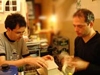 Stefan and Rolf building the kiosk