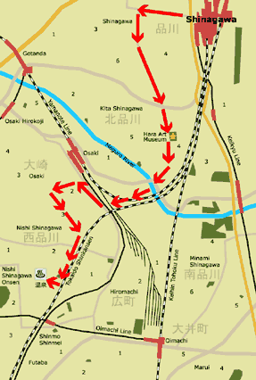 Tokyo Shinagawa Area Map with Onsen 2003