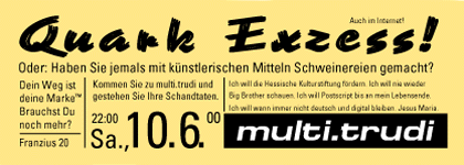 Flyer Kunstraum multi.trudi Quark Exzess